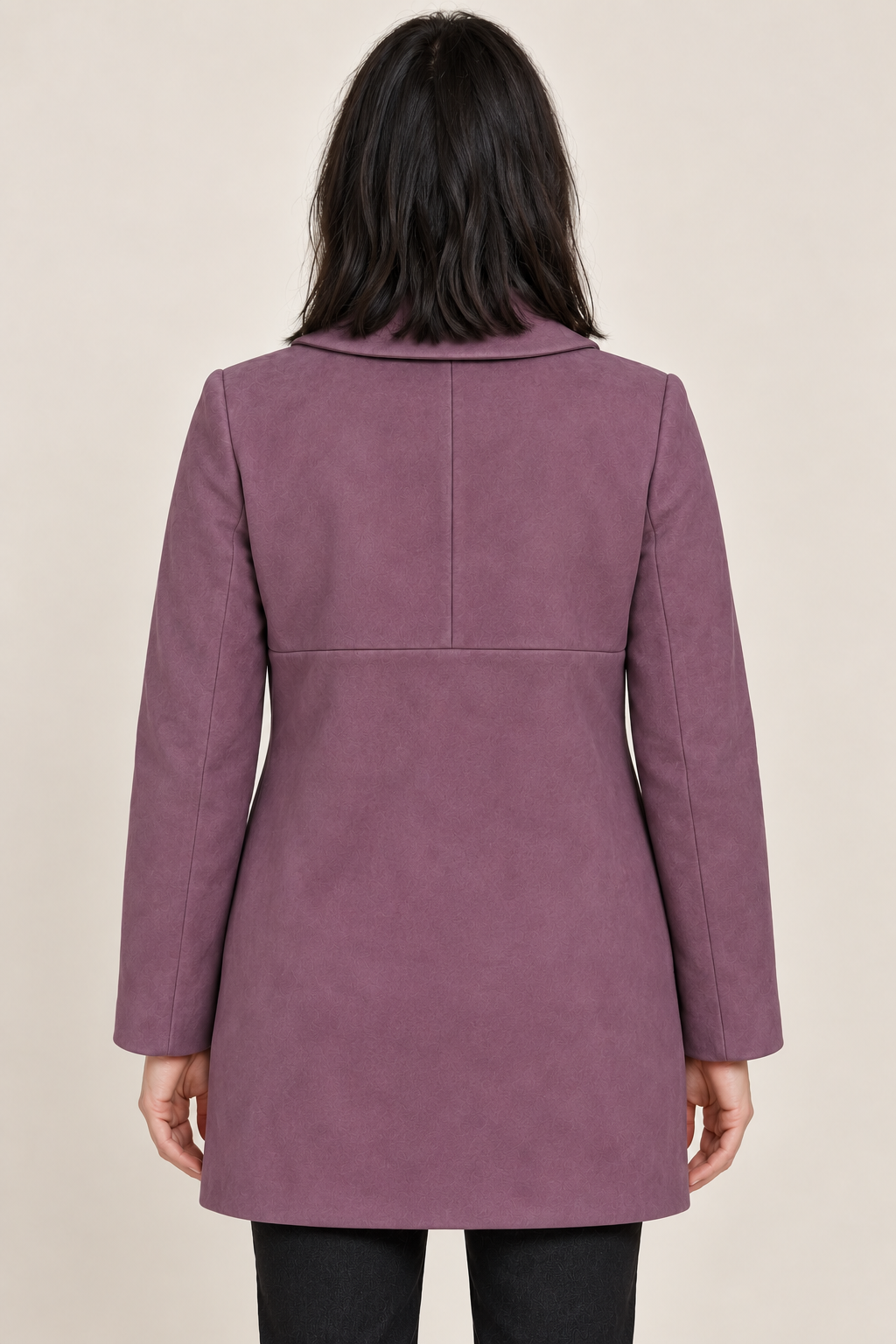 Women’s Regular Fit Knitted Suede Long Coat – Plum