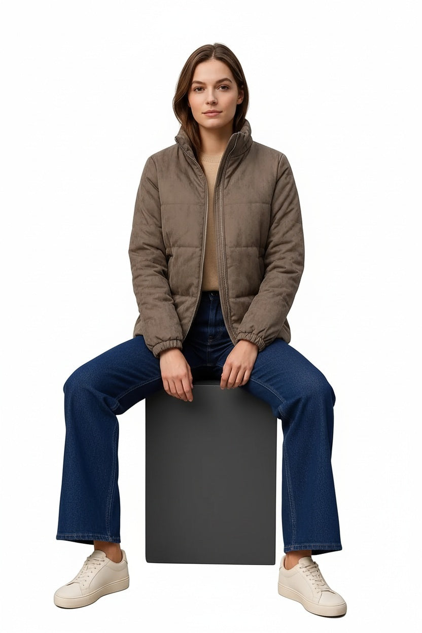 Women Solid Mandarin Neck Jacket