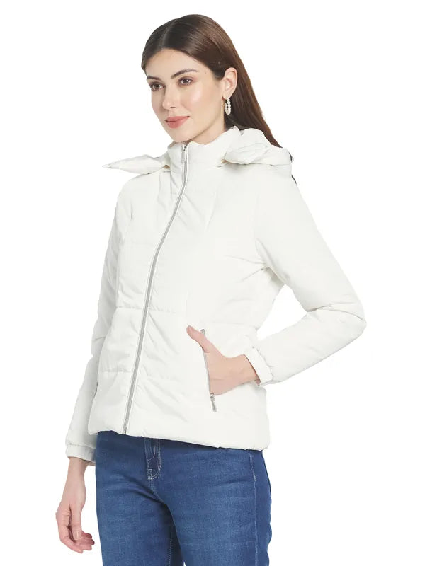 Mettle Women White Hooded Parka Jacket