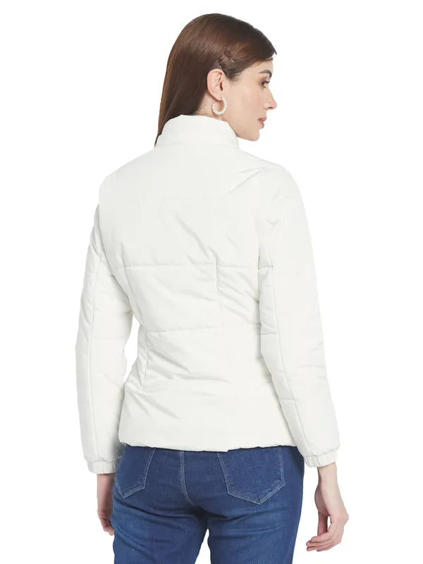Mettle Women White Hooded Parka Jacket