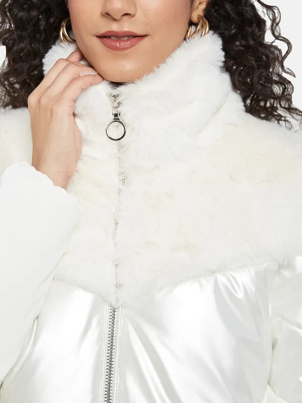 Mettle Women White Knitted Jacket