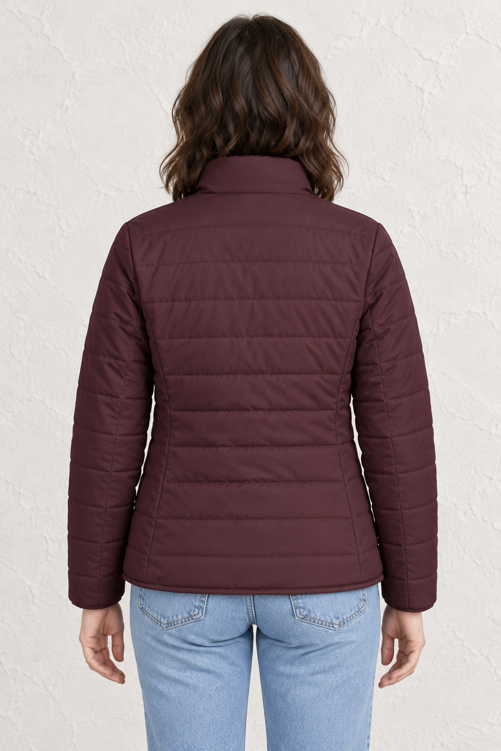 Women's Reversible Silver Mink & Wine Woven Quilted Jacket
