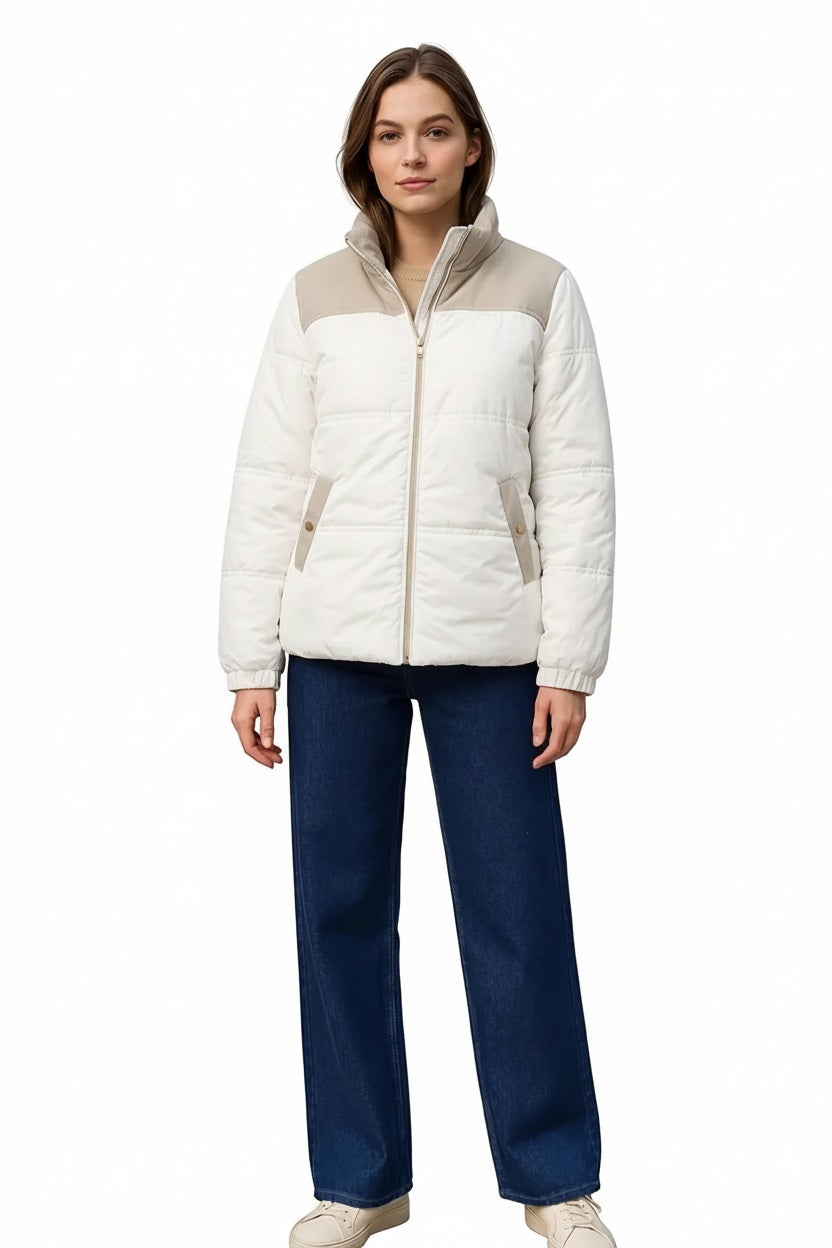 Women Colourblocked Mandarin Neck Jacket