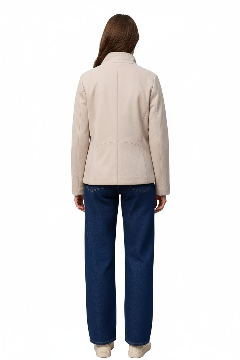 Women Solid Mandarin Neck Jacket