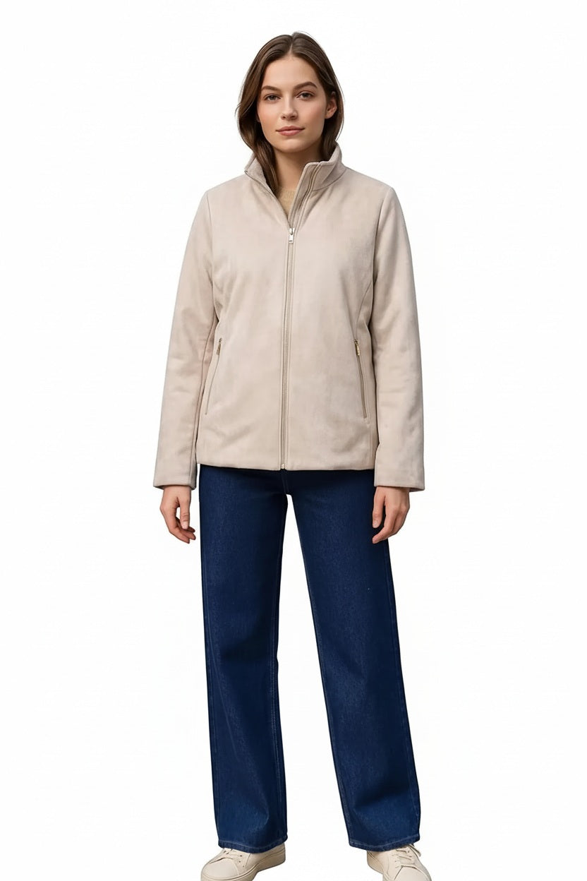 Women Solid Mandarin Neck Jacket