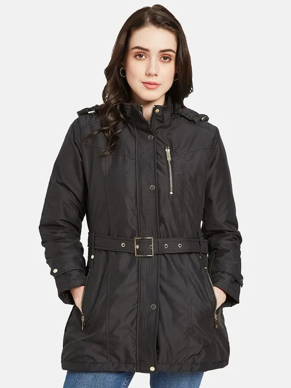 METTLE Women Black Longline Parka Jacket - Main Image