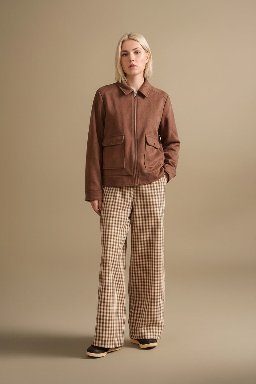 Women Suede Woven Jacket