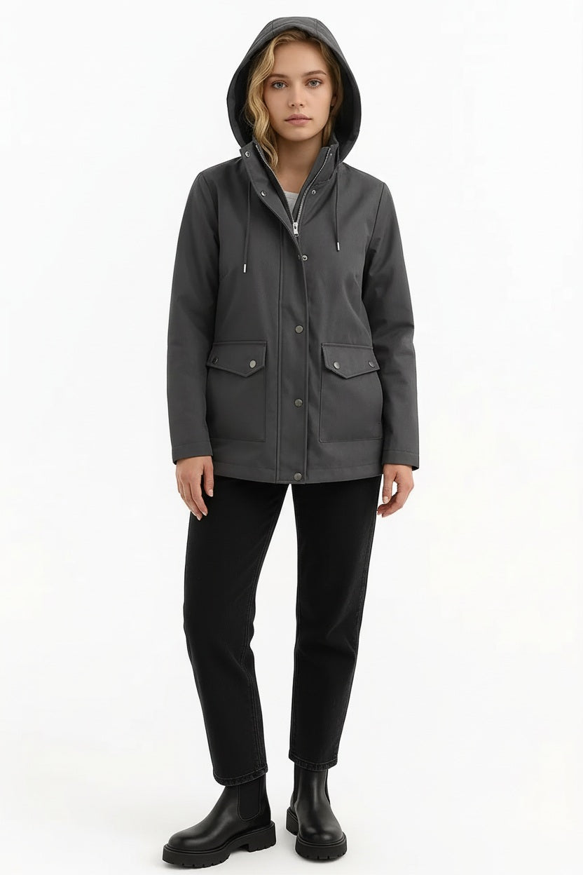 Women Solid Hooded Neck Jacket