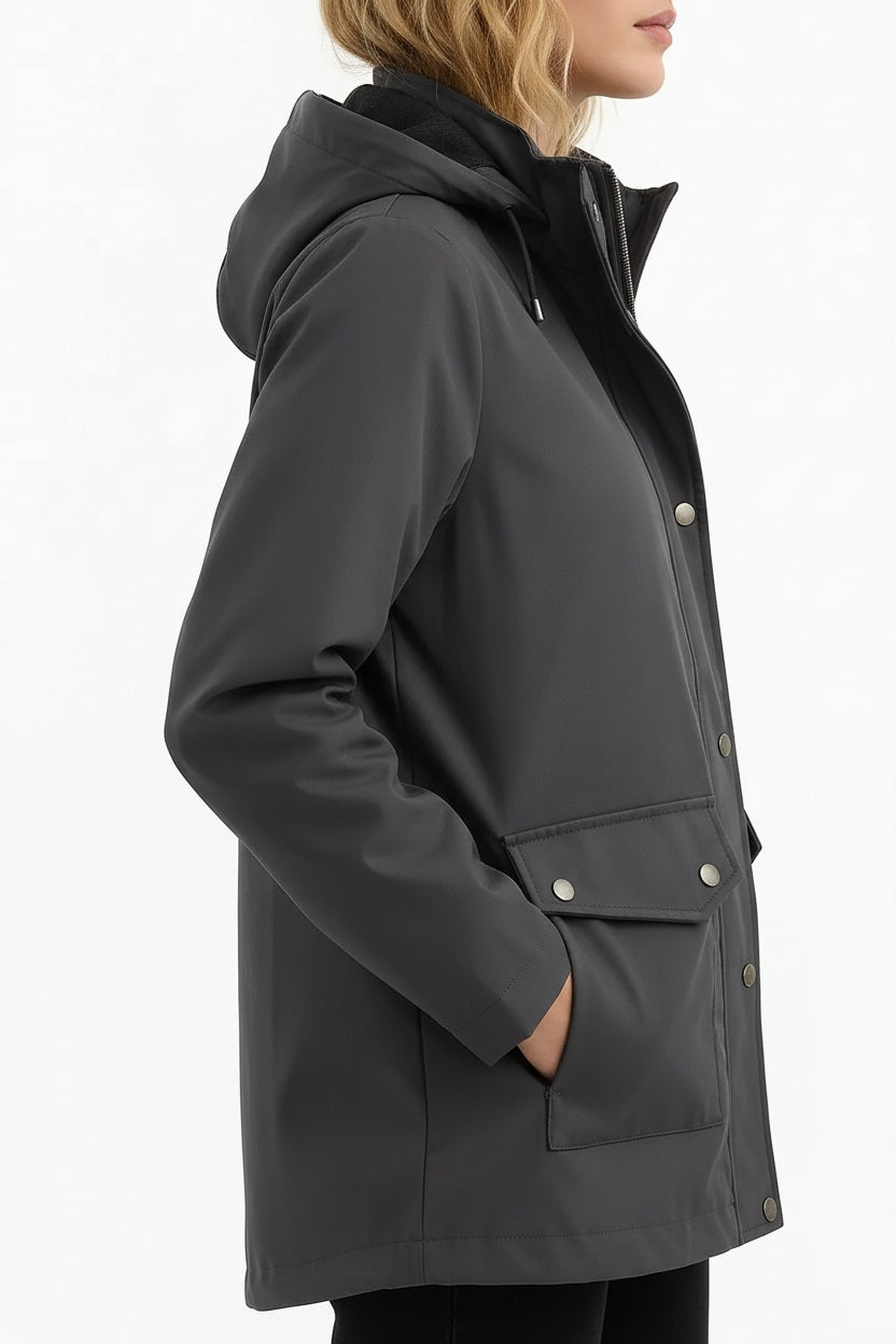 Women Solid Hooded Neck Jacket