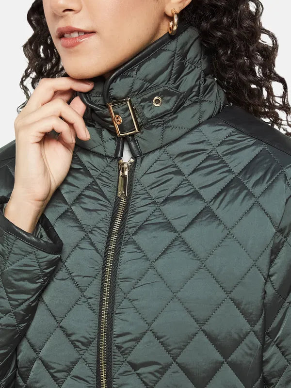 Mettle Women Green Knitted Jacket