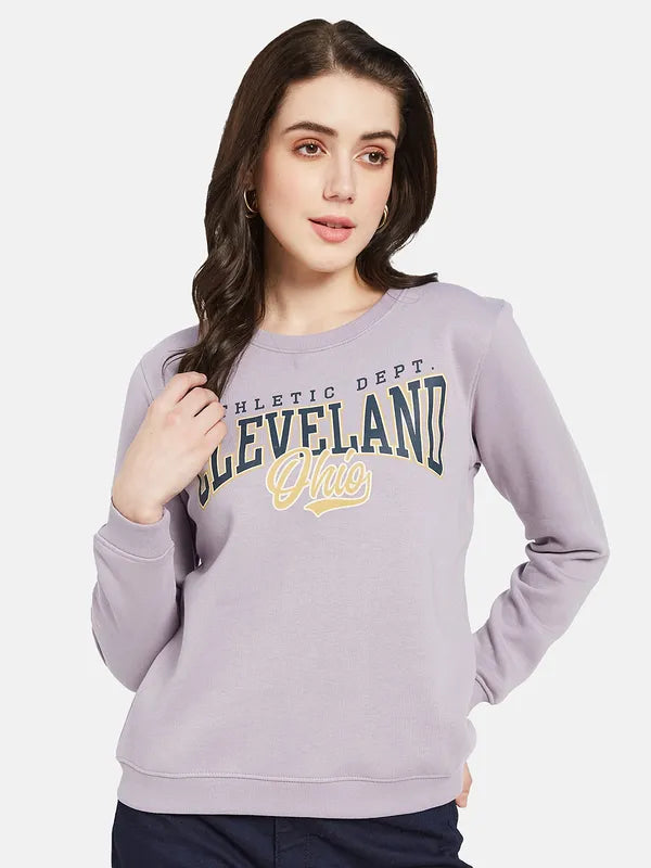 Mettle Women Purple Printed Sweatshirt