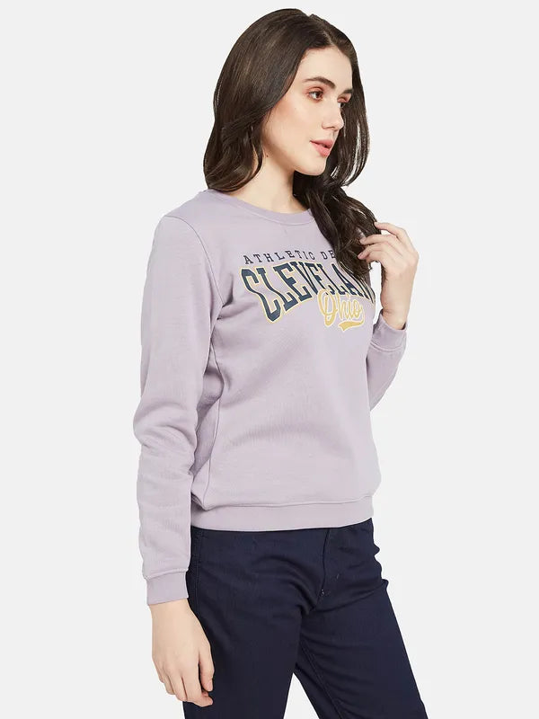 Mettle Women Purple Printed Sweatshirt
