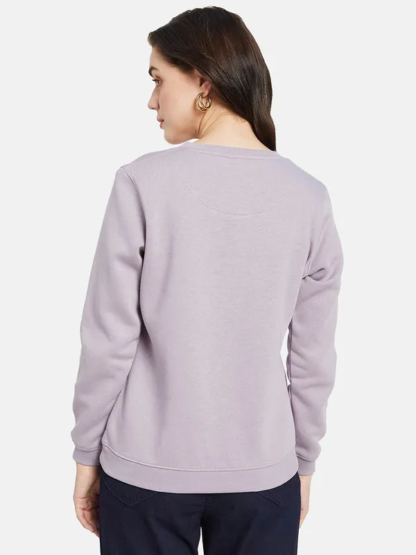 Mettle Women Purple Printed Sweatshirt