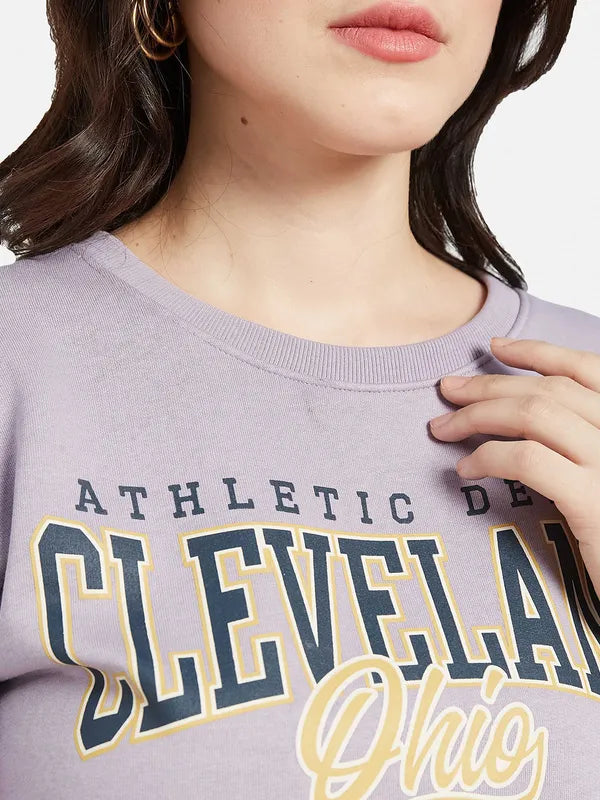 Mettle Women Purple Printed Sweatshirt