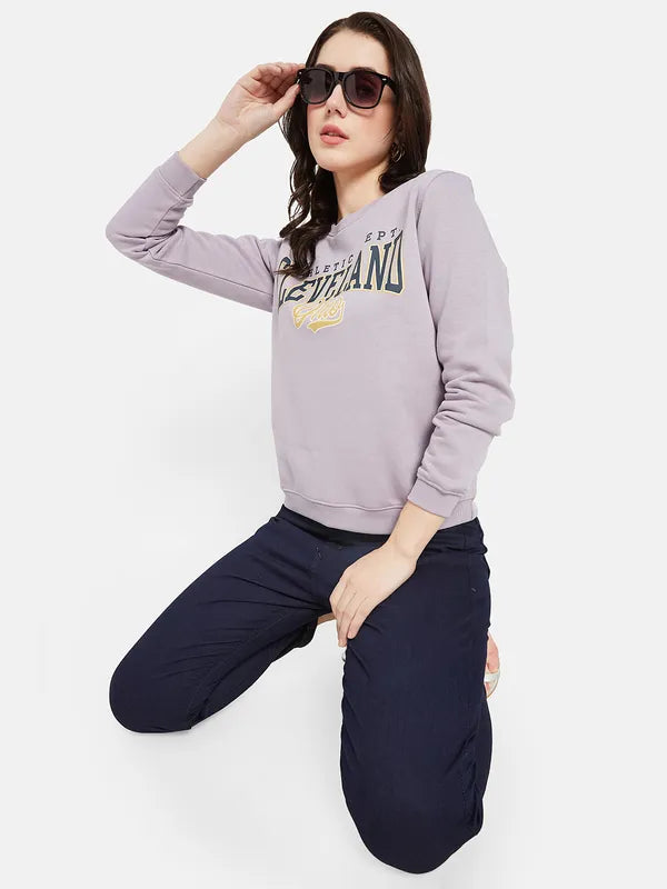 Mettle Women Purple Printed Sweatshirt