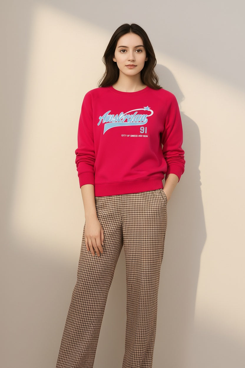 Women Round Neck Graphic Print Sweatshirt