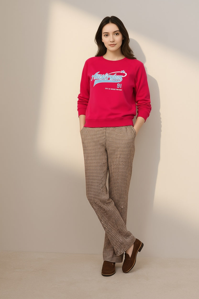 Women Round Neck Graphic Print Sweatshirt