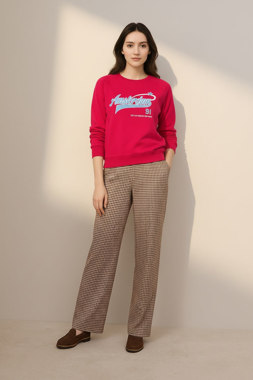 Women Round Neck Graphic Print Sweatshirt