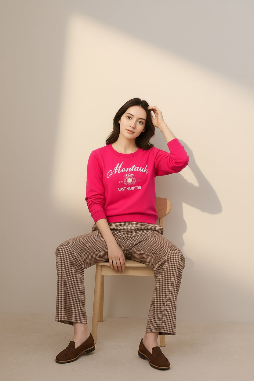 Women Round Neck Graphic Print Sweatshirt