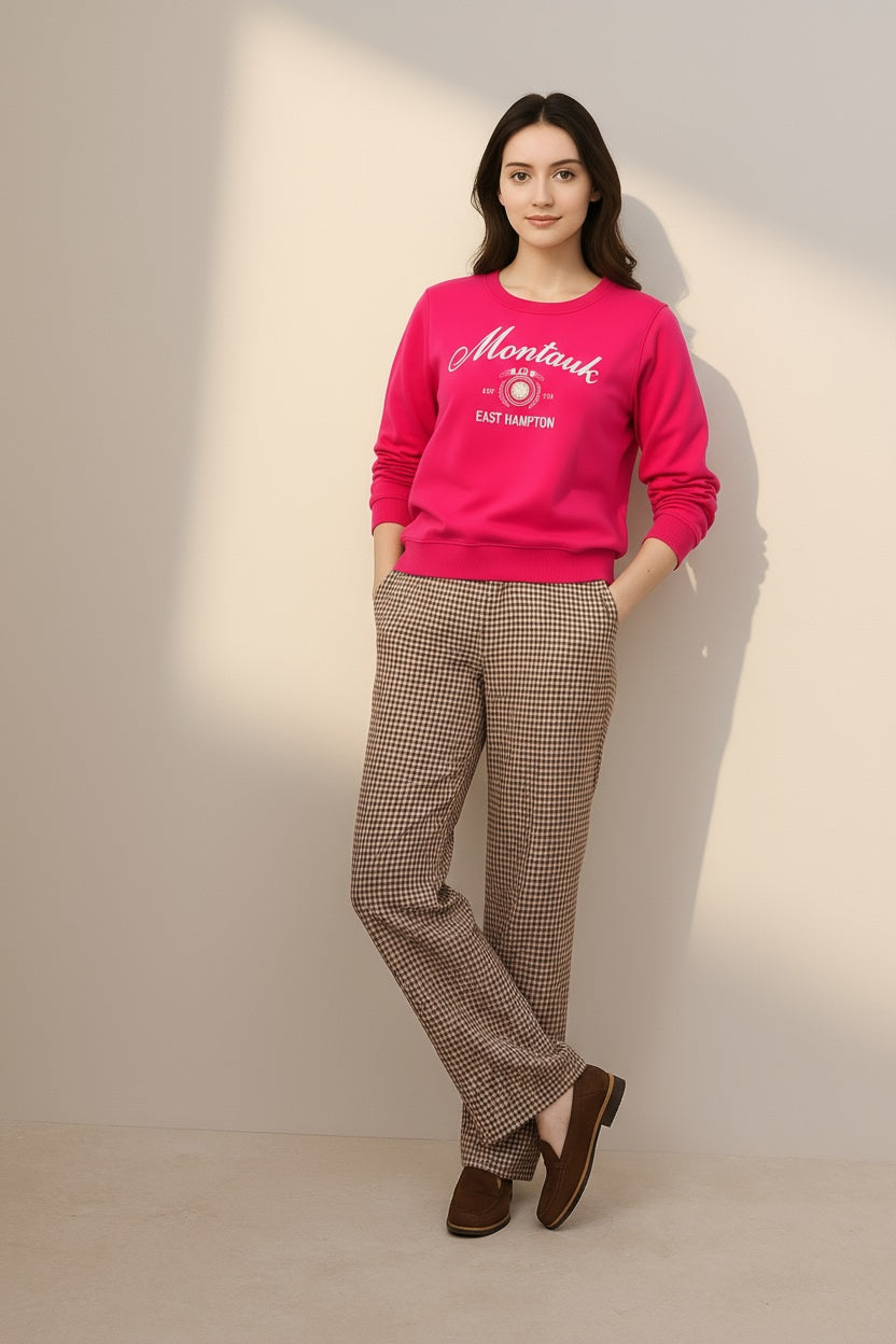 Women Round Neck Graphic Print Sweatshirt