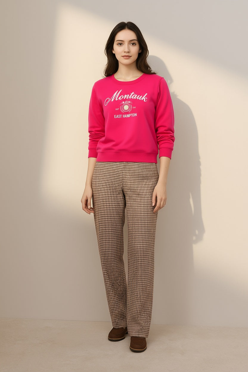 Women Round Neck Graphic Print Sweatshirt