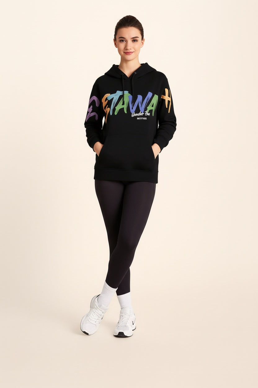 Women Graphic Print Hooded Neck Sweatshirt