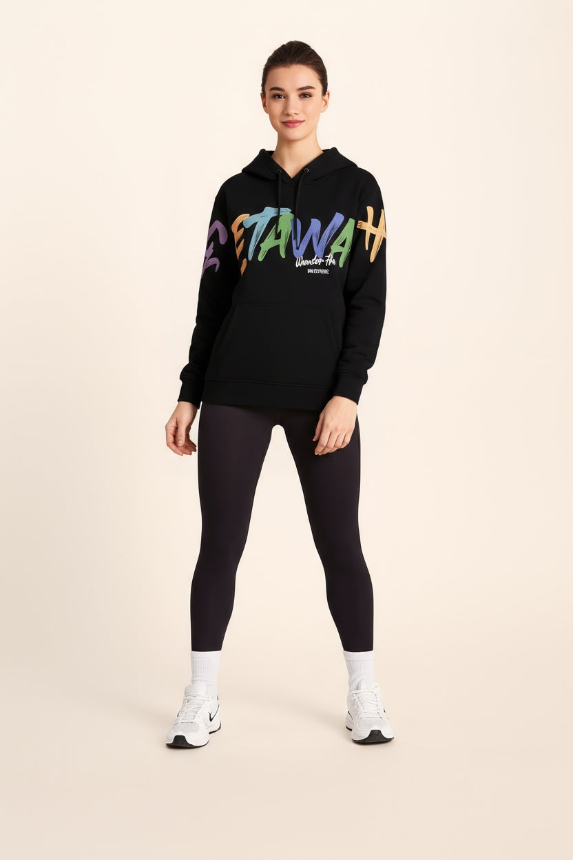 Women Graphic Print Hooded Neck Sweatshirt