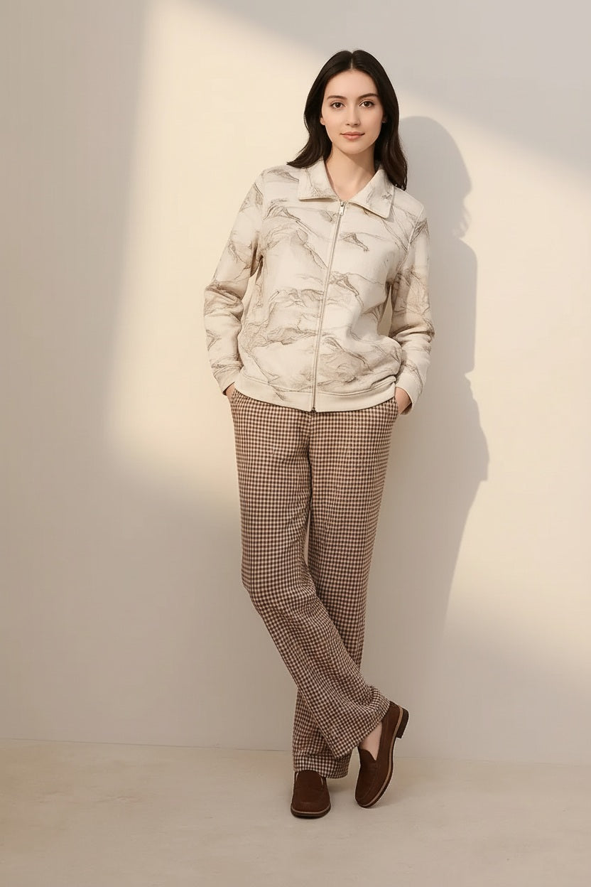 Women Graphic Polo Neck Sweatshirt