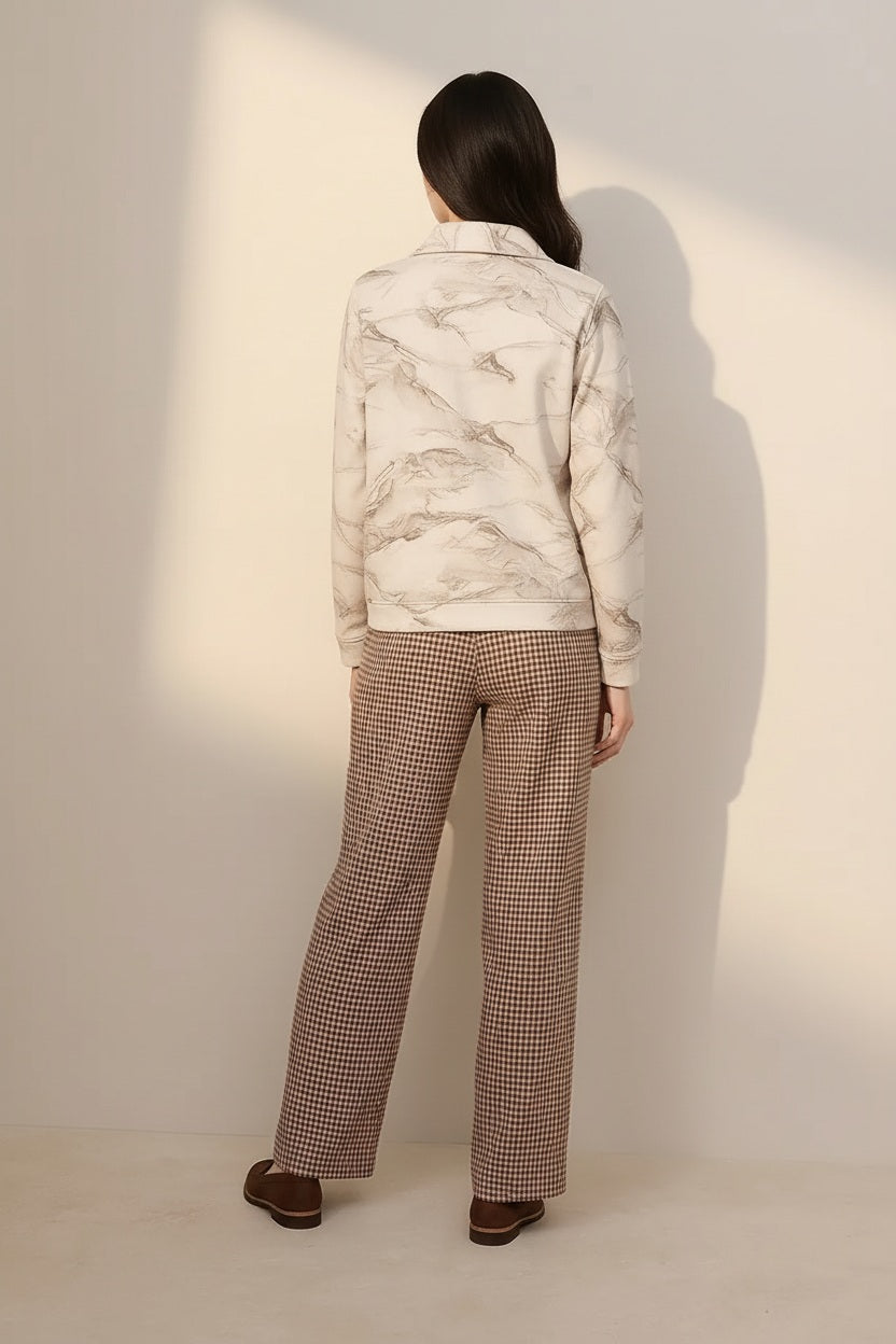 Women Graphic Polo Neck Sweatshirt