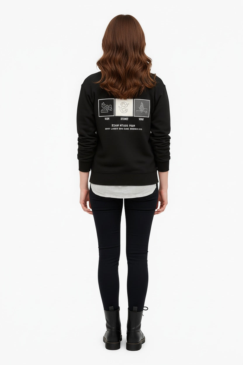 Women Graphic Print Hooded Neck Sweatshirt