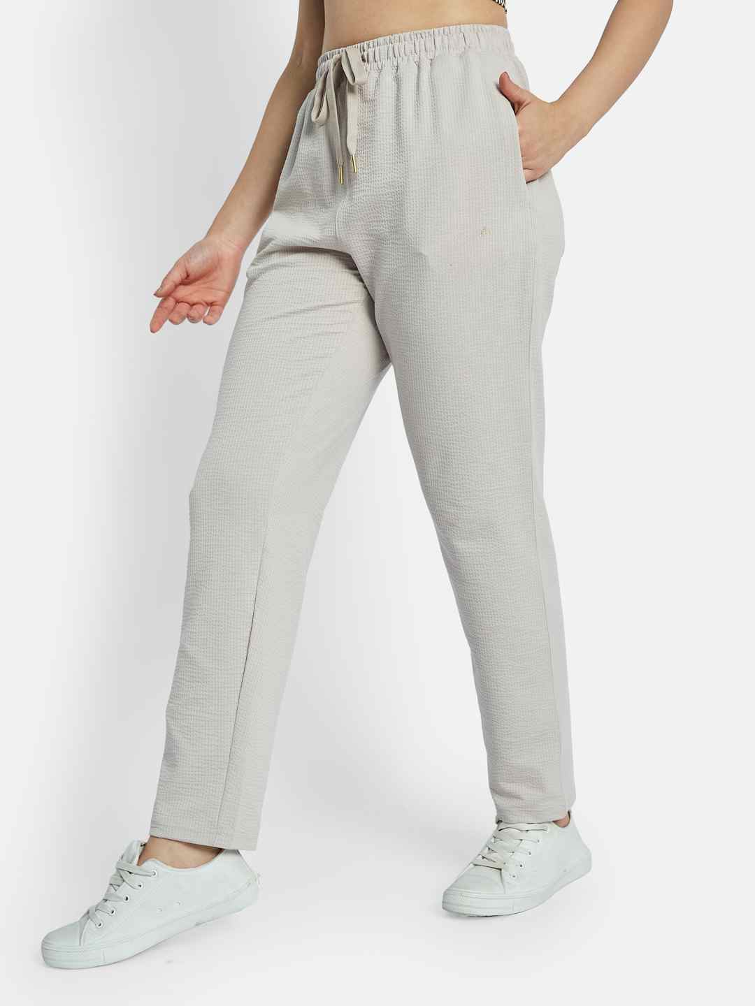 METTLE Women Textured Cotton Track Pants