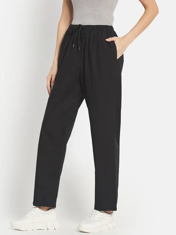 Women Solid Cotton Track Pants