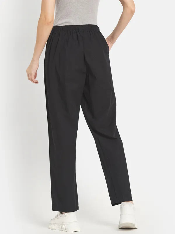 Women Solid Cotton Track Pants