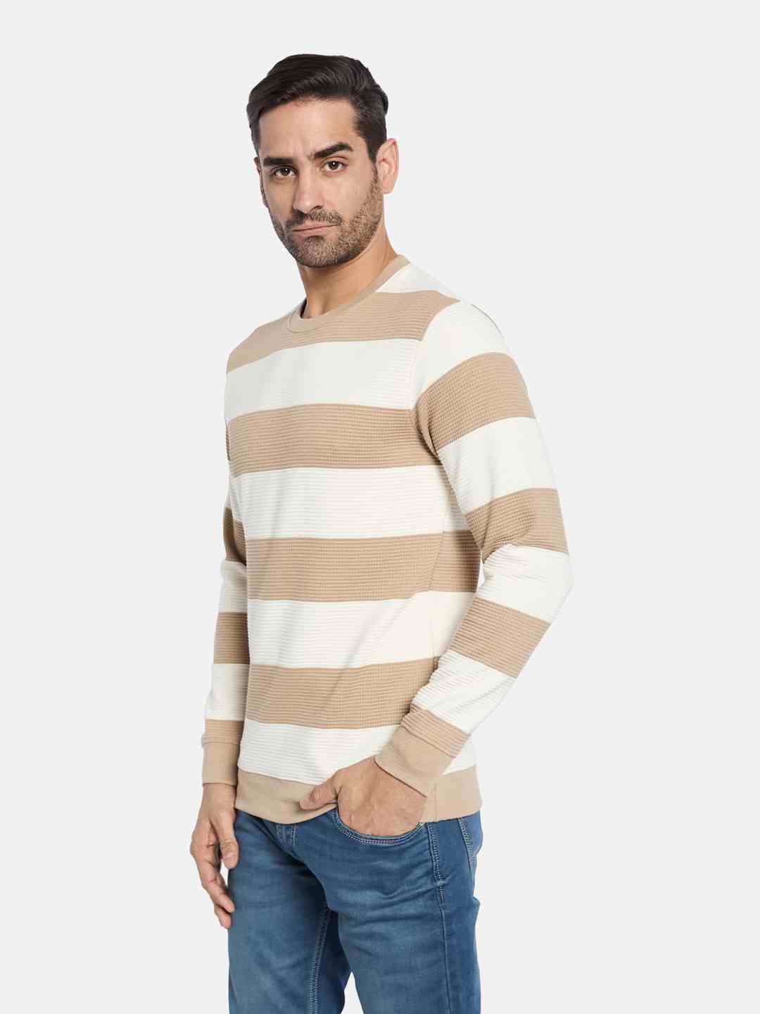 Octave Men Striped Sweatshirt
