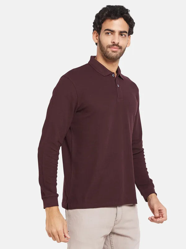 Mettle Men Maroon Polo Collar T-Shirt