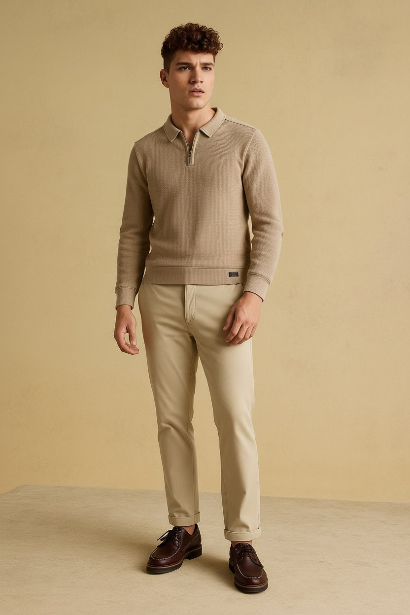 Men Stone Solid Polo Collar T-shirt