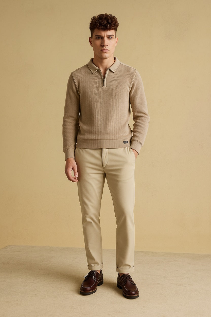 Men Stone Solid Polo Collar T-shirt