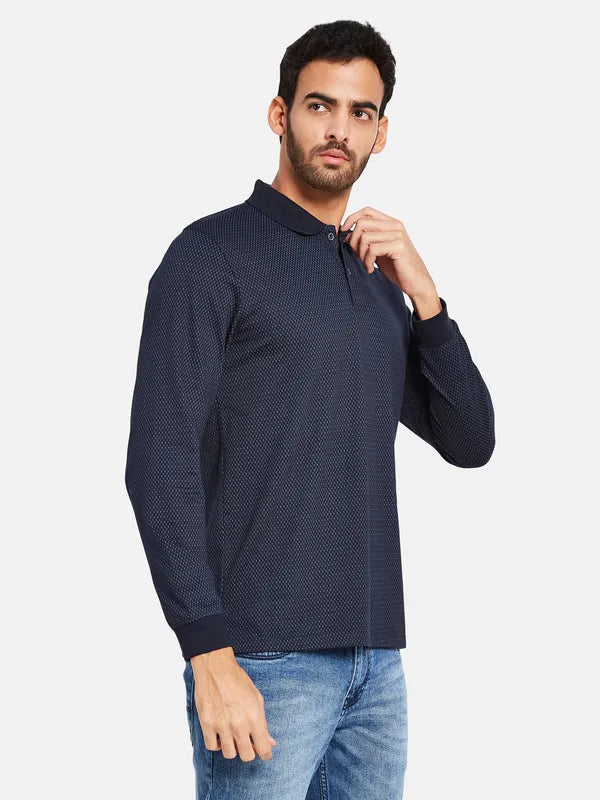 Mettle Men Navy Blue Polo Collar Pockets T-Shirt