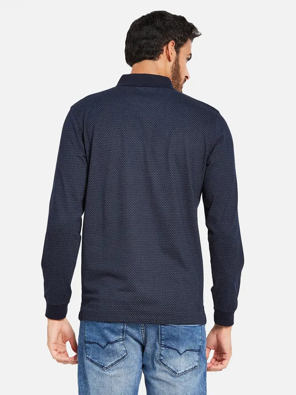 Mettle Men Navy Blue Polo Collar Pockets T-Shirt