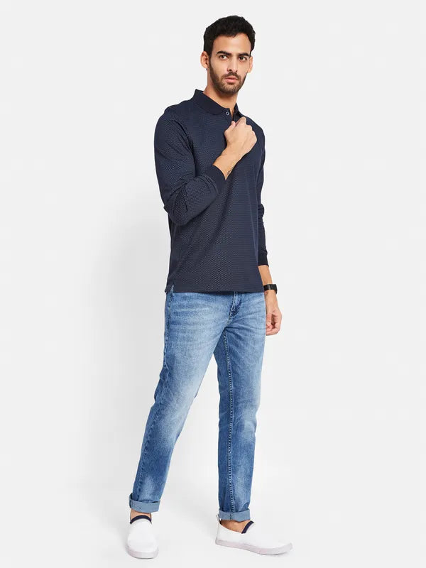 Mettle Men Navy Blue Polo Collar Pockets T-Shirt