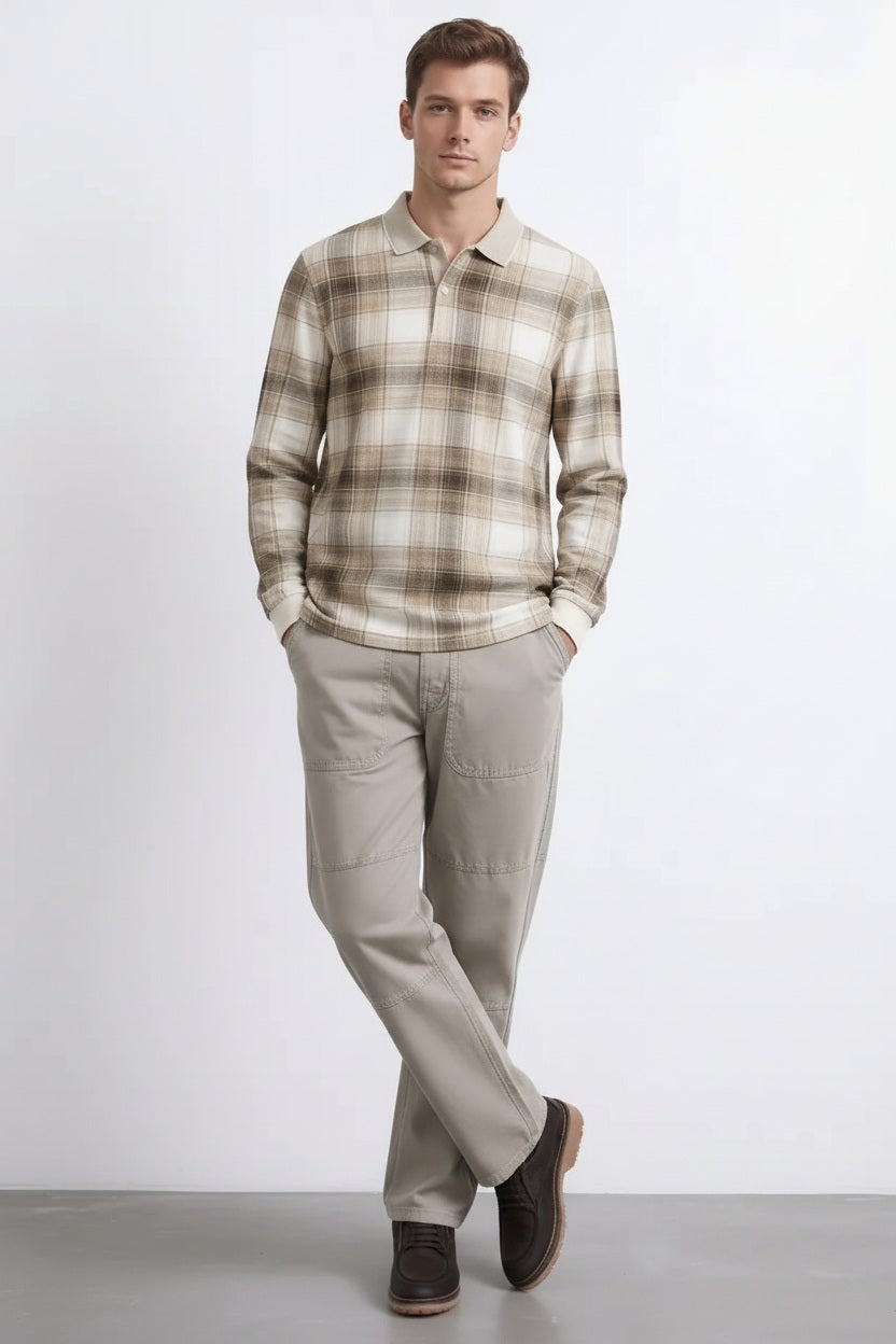 Men Checked Polo Collar T-shirt