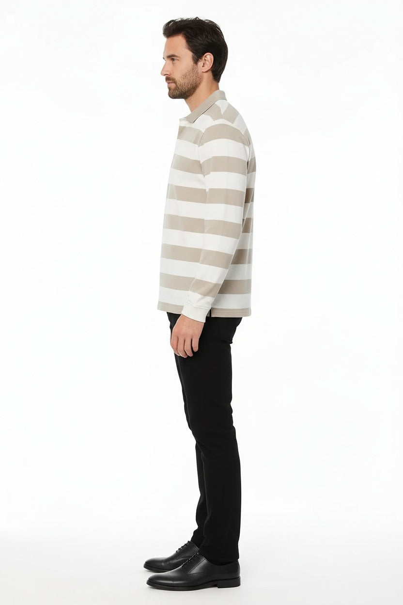 Men Striped Polo Collar T-shirt