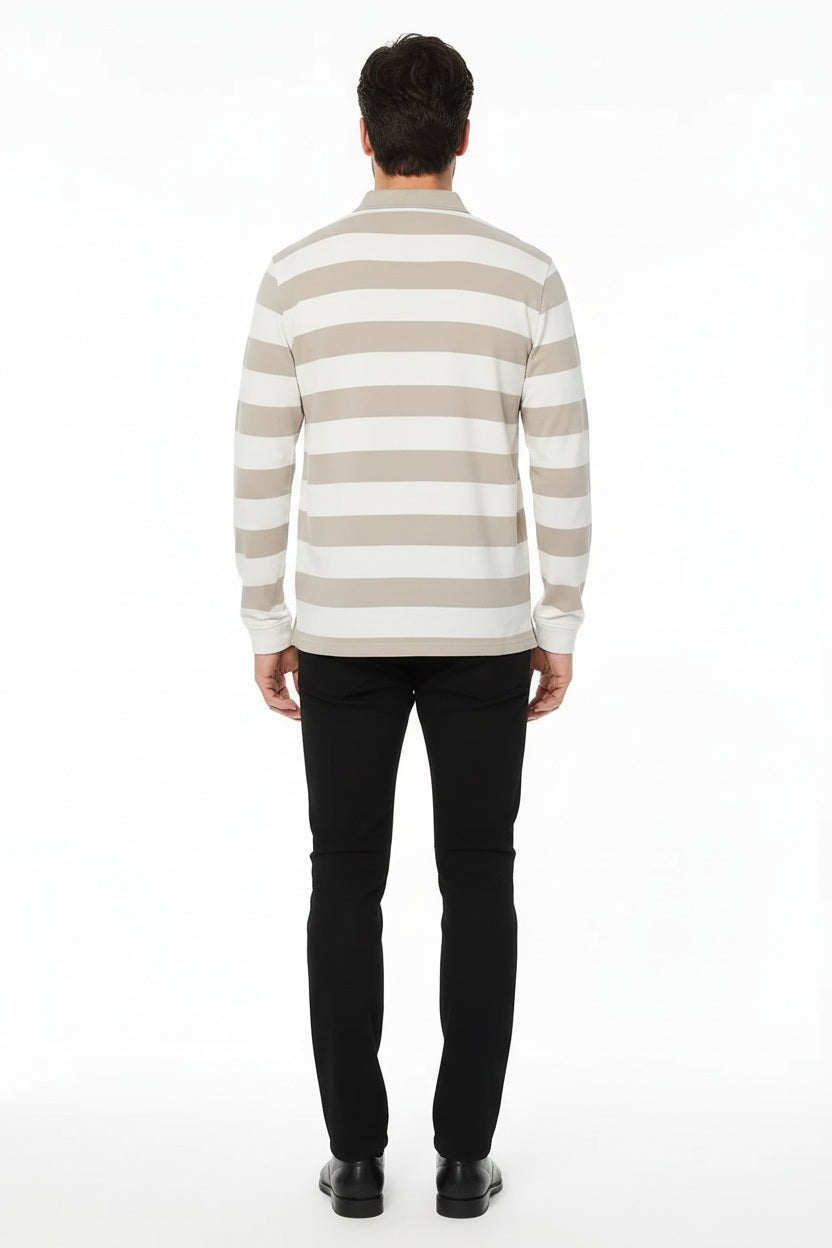 Men Striped Polo Collar T-shirt