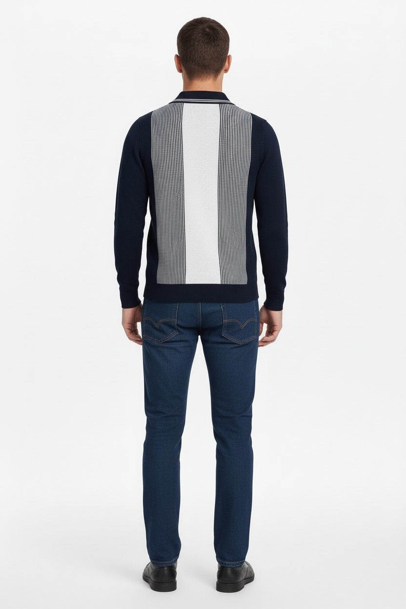 Men Striped Polo Collar T-shirt