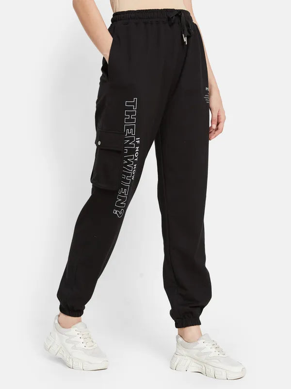 Typographic Print  Cargo Joggers