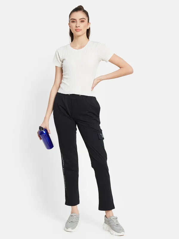 Typographic Print Trackpants With Cargo Pockets