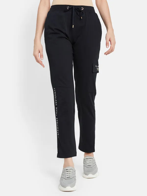 Typographic Print Trackpants With Cargo Pockets