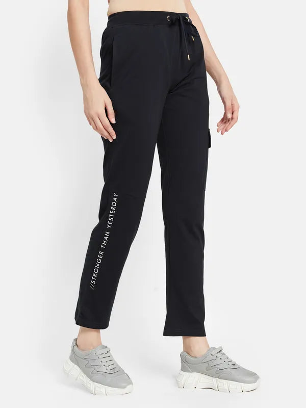 Typographic Print Trackpants With Cargo Pockets