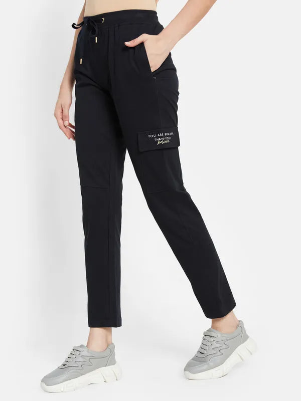 Typographic Print Trackpants With Cargo Pockets