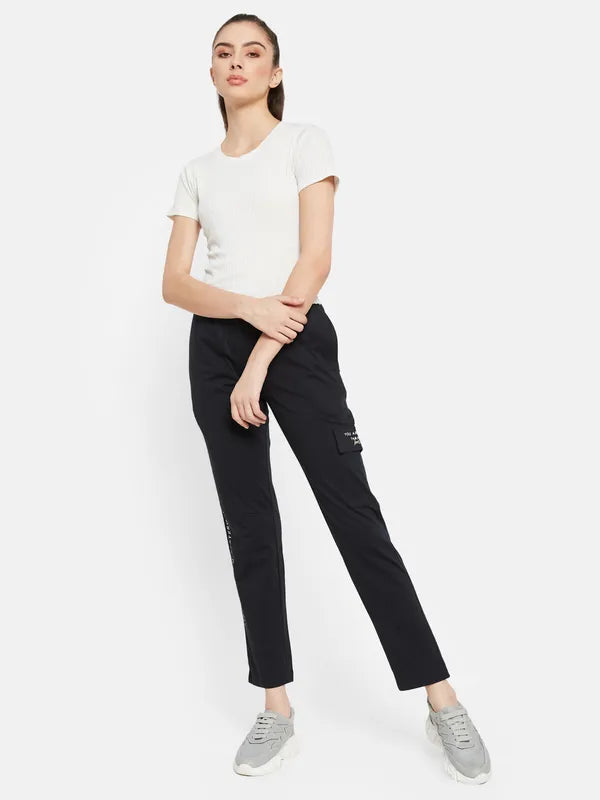 Typographic Print Trackpants With Cargo Pockets